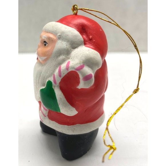 Santa Claus with Candy Cane Christmas Tree Ornament 2.25" Tall - Picture 2 of 5